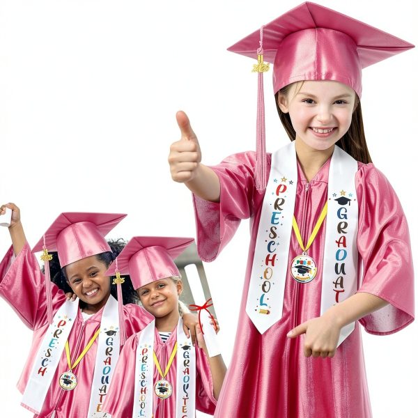 Cozypower Kids Graduation Set Pink Gown Cap Stole Diploma-3