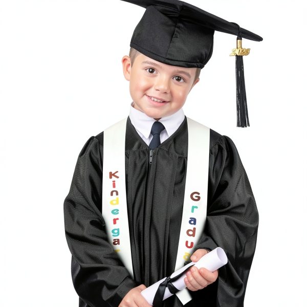2025 Kindergarten Graduation Gown Set Boys Shiny Polyester-5