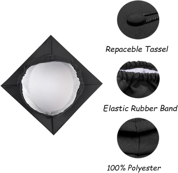 Graduation Gown Cap Set Black Matte Polyester High School-2