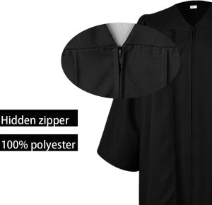 Graduation Gown Cap Set Black Matte Polyester High School-0