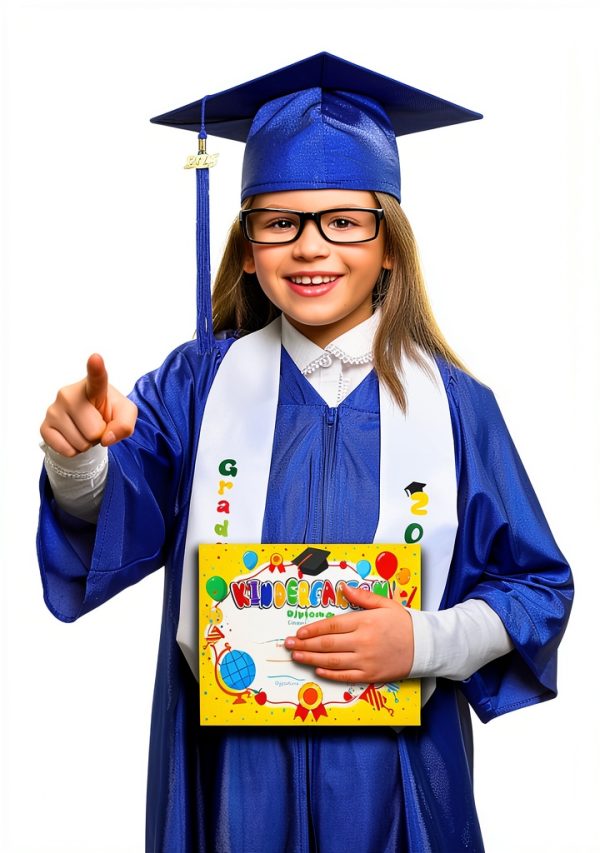 SOMSOC Kids Graduation Cap Gown Set 2026 Royal Blue-5