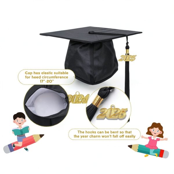 2025 Kindergarten Graduation Gown Set Boys Shiny Polyester-1