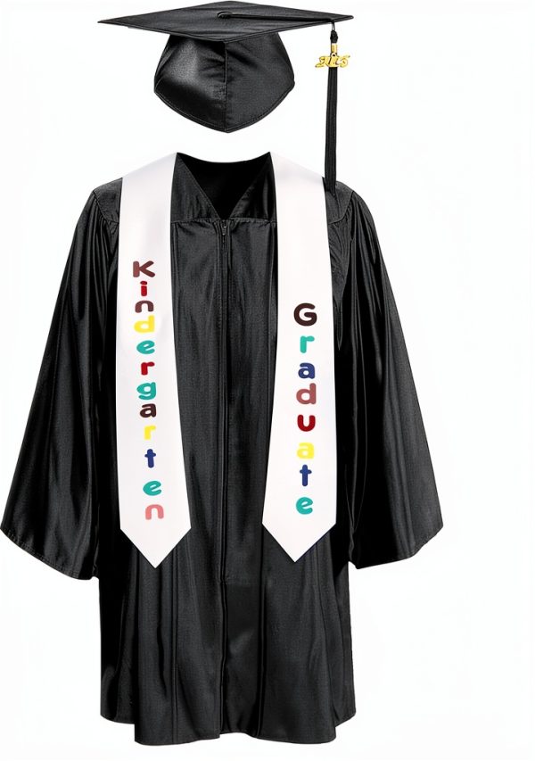 2025 Kindergarten Graduation Gown Set Boys Shiny Polyester-0