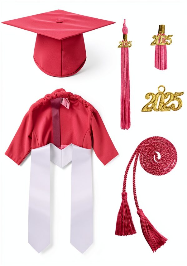 Graduation Gown Set Boys Matte Polyester Accessories 2025-1