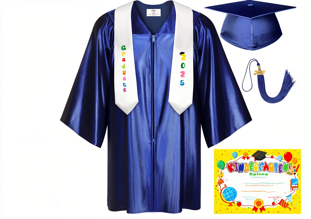 SOMSOC Kids Graduation Cap Gown Set 2026 Royal Blue displayed on child during ceremony