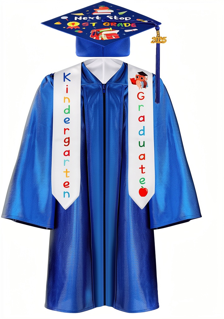 Retisee kindergarten graduation gown set displayed in blue color