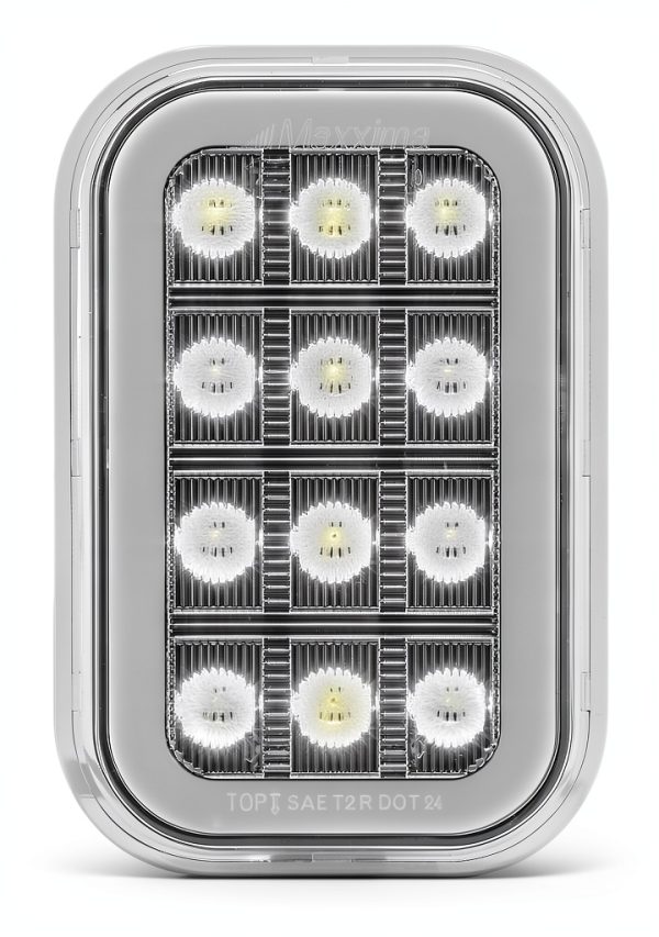 Maxxima 3x5 White Rectangular Backup Light with Red Tail Glow Edge-2