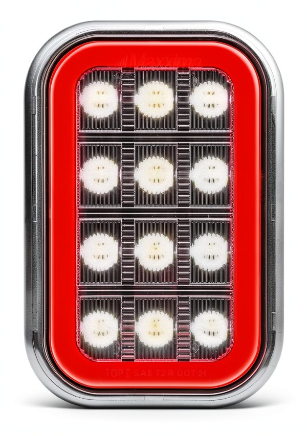 Maxxima 3x5 White Rectangular Backup Light with Red Tail Glow Edge-1