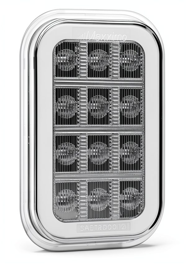 Maxxima 3x5 White Rectangular Backup Light with Red Tail Glow Edge-0