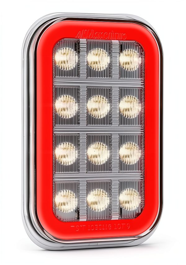 Maxxima 3x5 White Rectangular Backup Light with Red Tail Glow Edge-5