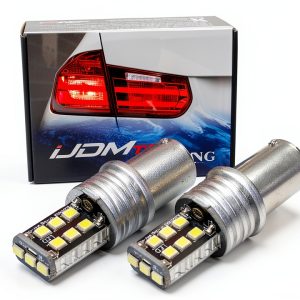 LED Rear Backup Light Bulb iJDMTOY P21W 7506 1156 S25 2 Pack White-0