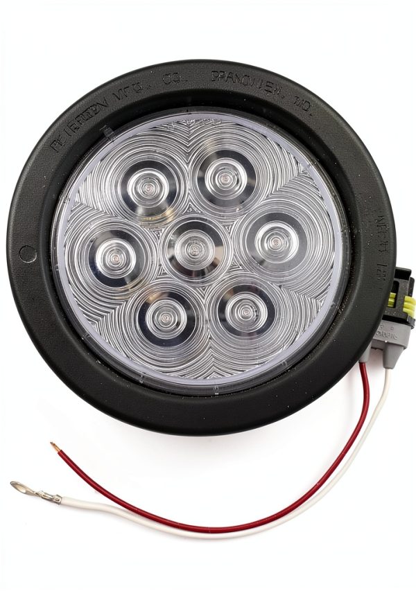 LED Back-Up Light Peterson Round Grommet-Mount Kit 4 Inch Clear Lens-0
