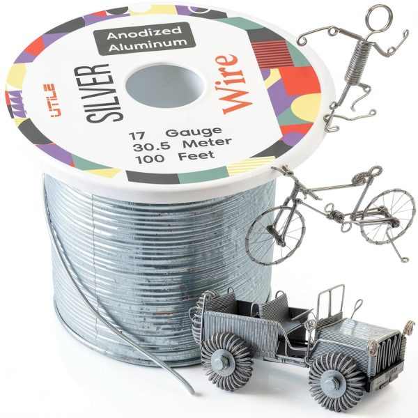 UTILE Armature Aluminum Wire 100ft 17 Gauge Silver Anodized Bendable-0